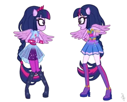 Size: 1600x1278 | Tagged: safe, artist:ilaria122, derpibooru import, part of a set, sci-twi, twilight sparkle, equestria girls, equestria girls series, forgotten friendship, rollercoaster of friendship, alternate hairstyle, alternate universe, boots, clothes, dress, duality, element of magic, geode of telekinesis, glasses, guardian, guardians of harmony, high heel boots, jewelry, leggings, magical geodes, ponied up, shoes, simple background, starry wings, super ponied up, tiara, toy, transparent background, vector, wings