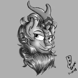 Size: 2000x2000 | Tagged: artist:viejillox64art, autumn blaze, derpibooru import, female, grayscale, kirin, monochrome, safe, solo, sounds of silence