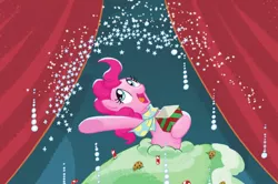 Size: 1838x1224 | Tagged: safe, artist:tonyfleecs, derpibooru import, pinkie pie, earth pony, pony, best gift ever, book:best gift ever, female, food, mare, open mouth, pudding, puddinghead's pudding, solo