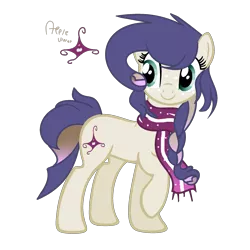 Size: 2096x2092 | Tagged: safe, artist:xxcutecookieswirlsxx, derpibooru import, oc, oc:apple violet, earth pony, pony, clothes, female, magical lesbian spawn, mare, offspring, parent:applejack, parent:rarity, parents:rarijack, scarf, simple background, solo, transparent background