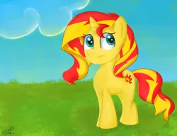 Size: 6500x5000 | Tagged: safe, artist:legiot18, derpibooru import, sunset shimmer, pony, unicorn, absurd resolution, cutie mark, fanart, female, smiling, solo, sunset