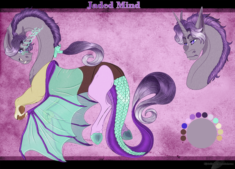 Size: 1218x879 | Tagged: safe, artist:bijutsuyoukai, derpibooru import, oc, oc:jaded mind, pony, glasses, male, offspring, parent:discord, parent:starlight glimmer, parents:starcord, solo