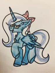 Size: 2448x3264 | Tagged: safe, artist:gentlevixengal135, derpibooru import, oc, oc:fleurbelle, alicorn, pony, alicorn oc, colored hooves, commission, horn, traditional art, wings