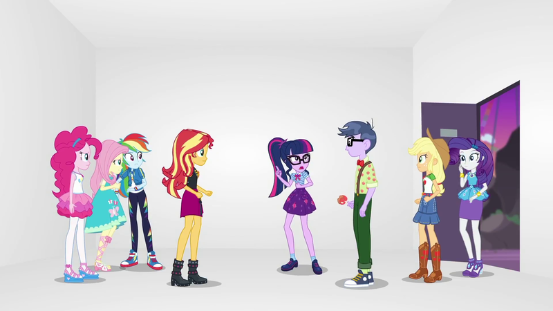 Size: 1920x1080 | Tagged: safe, derpibooru import, screencap, applejack, fluttershy, microchips, pinkie pie, rainbow dash, rarity, sci-twi, sunset shimmer, twilight sparkle, equestria girls, equestria girls series, rollercoaster of friendship, clothes, converse, geode of empathy, geode of fauna, geode of shielding, geode of sugar bombs, geode of super speed, geode of super strength, geode of telekinesis, humane five, humane seven, humane six, magical geodes, shoes