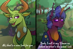 Size: 1800x1200 | Tagged: safe, artist:percy-mcmurphy, derpibooru import, thorax, oc, oc:alistair, changedling, changeling, changepony, hybrid, changedling oc, changeling king, changeling oc, fangs, interspecies offspring, king thorax, next generation, offspring, parents:twirax, parent:thorax, parent:twilight sparkle