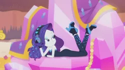 Size: 1680x944 | Tagged: safe, derpibooru import, screencap, rarity, equestria girls, equestria girls series, the other side, adorasexy, ass, bare shoulders, beautiful, beautisexy, butt, clothes, cute, female, headphones, high heels, sexy, shoes, sleeveless, smiling, solo, strapless