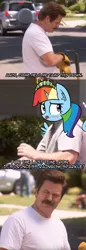 Size: 720x2090 | Tagged: artist:artiks, derpibooru import, human, irl, irl human, meme, parks and recreation, photo, princess rainbow sparkle, ron swanson, safe