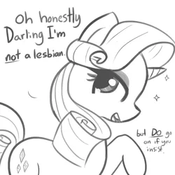 Size: 1650x1650 | Tagged: safe, artist:tjpones, derpibooru import, edit, editor:dsp2003, rarity, pony, unicorn, darling, fabulous, female, lineart, looking at you, mare, solo, speech, talking, text edit