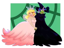 Size: 1280x970 | Tagged: artist:cubbybatdoodles, derpibooru import, derpy hooves, ditzy doo, female, glinda the good witch, horn, horned humanization, human, humanized, lesbian, safe, shipping, simple background, the wizard of oz, transparent background, twerpy, twilight sparkle, wicked witch of the west