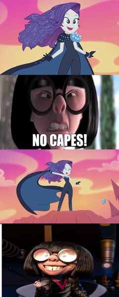 Size: 565x1413 | Tagged: safe, derpibooru import, edit, edited screencap, screencap, rarity, equestria girls, the other side, edna mode, meme, no capes, the incredibles