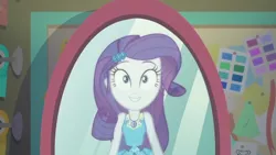 Size: 1280x720 | Tagged: safe, derpibooru import, screencap, rarity, equestria girls, equestria girls series, the other side, cute, female, geode of shielding, magical geodes, mirror, raribetes, solo