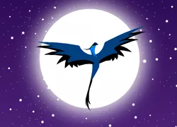 Size: 887x640 | Tagged: artist:xbluexmoonx, bird, derpibooru import, full moon, moon, night, night phoenix, phoenix, safe, solo, spread wings, stars, wings