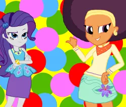 Size: 2577x2195 | Tagged: safe, artist:ktd1993, artist:ravenwolf-bases, derpibooru import, rarity, saffron masala, equestria girls, equestria girls series, afro, alternate hairstyle, crossed arms, female, lesbian, raffron, shipping