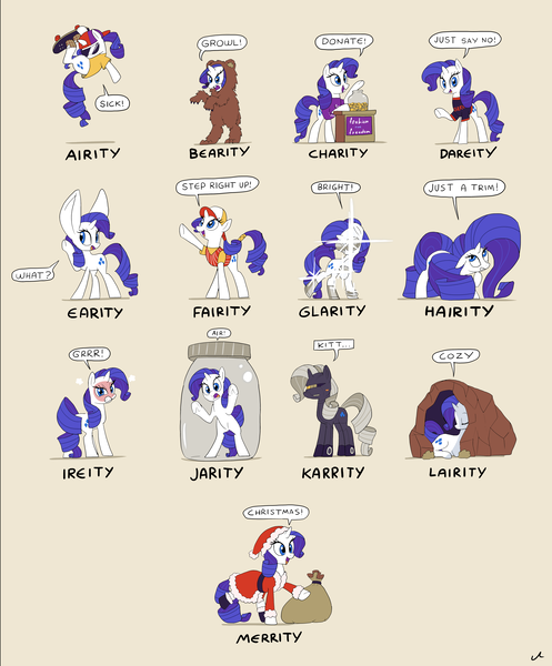 Size: 3804x4590 | Tagged: safe, artist:docwario, derpibooru import, rarity, bear, pony, robot, robot pony, unicorn, abc, absurd resolution, alphabet, angry, animal costume, asphyxiation, backwards ballcap, baseball cap, bipedal, bipedal leaning, blushing, boots, cap, charity, christmas, clothes, costume, cozy, cute, d.a.r.e., donation, eyes closed, female, floppy ears, frown, glasses, gritted teeth, growling, hairity, hat, holiday, impossibly large ears, jar, k.a.r.r., knight rider, leaning, long ears, long mane, long tail, looking at you, mare, open mouth, pony in a bottle, prone, pun, raised hoof, raised leg, raritober, santa costume, santa hat, shiny, shoes, skateboard, smiling, solo, sparkles, speech bubble, standing, stuck, sunglasses, tan background, trapped, underhoof, visual pun, wall of tags, wat, wide eyes