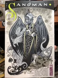 Size: 768x1024 | Tagged: safe, artist:andypriceart, derpibooru import, princess luna, tiberius, alicorn, opossum, pony, andy you magnificent bastard, crown, death, death of the endless, dream, female, hat, hourglass, jewelry, male, mare, marker drawing, one eye closed, regalia, sandman, top hat, traditional art, umbrella, wink