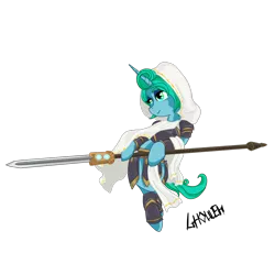 Size: 1000x1000 | Tagged: safe, artist:ghouleh, derpibooru import, oc, oc:clear diamond, unofficial characters only, pony, unicorn, armor, cloak, clothes, crossover, elspeth tirel, fantasy, female, godsend, hood, hooded cloak, magic the gathering, planeswalker, simple background, solo, spear, transparent background, weapon