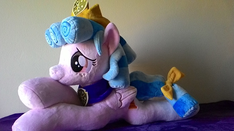 Size: 1600x900 | Tagged: safe, artist:masha05, derpibooru import, cozy glow, pegasus, pony, school raze, cozybetes, cute, empress, female, filly, irl, photo, plushie, smiling, toy