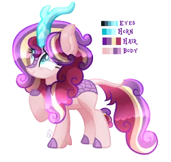 Size: 1312x1246 | Tagged: artist:sugaryicecreammlp, cloven hooves, derpibooru import, female, kirin, oc, offspring, parent:princess cadance, parents:canon x oc, reference sheet, safe, simple background, solo, transparent background