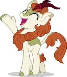 Size: 5000x5763 | Tagged: absurd resolution, artist:luckreza8, autumn blaze, awwtumn blaze, cloven hooves, cute, derpibooru import, female, kirin, mare, open mouth, raised hoof, safe, simple background, singing, solo, sounds of silence, .svg available, transparent background, vector