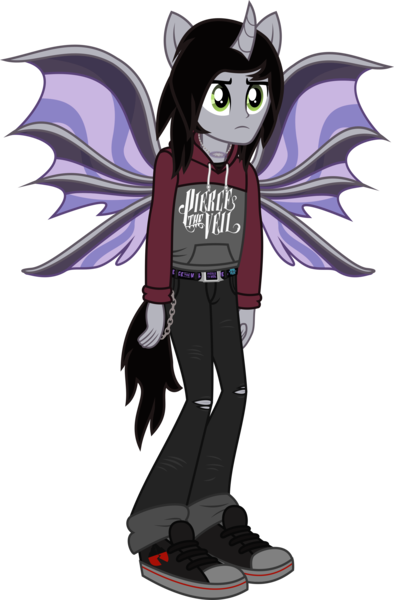 Size: 1872x2849 | Tagged: safe, artist:lightningbolt, derpibooru import, ponified:kellin quinn, human, equestria girls, .svg available, belt, chains, clothes, curved horn, disguise, disguised siren, equestria girls-ified, fin wings, frown, glow, horn, horned humanization, humanized, jeans, jewelry, male, necklace, pants, pierce the veil, ponied up, ripped jeans, shoes, simple background, sleeping with sirens, solo, svg, tailed humanization, transparent background, vector, wings