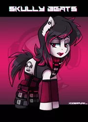 Size: 1660x2300 | Tagged: artist:ciderpunk, boots, clothes, cybergoth, derpibooru import, eyeshadow, lipstick, makeup, oc, oc:skully beats, piercing, safe, shoes, solo