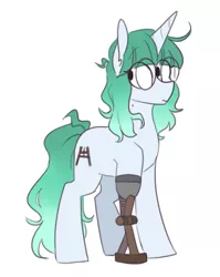 Size: 553x695 | Tagged: safe, artist:redxbacon, derpibooru import, oc, oc:izel stand, unofficial characters only, pony, unicorn, amputee, female, mare, prosthetic leg, prosthetic limb, prosthetics, solo