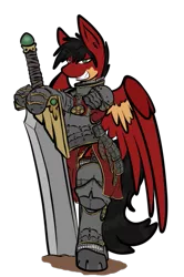 Size: 541x813 | Tagged: safe, artist:cantershirecommons, derpibooru import, oc, unofficial characters only, pegasus, pony, armor, bipedal, fantasy class, male, simple background, solo, standing, sword, transparent background, warrior, weapon, wings