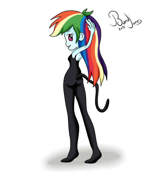 Size: 2341x2568 | Tagged: safe, artist:bandijones, derpibooru import, rainbow dash, equestria girls, catsuit, commission, sexy, solo