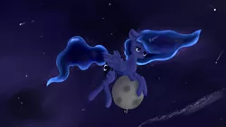 Size: 3072x1728 | Tagged: artist:generallegion, asteroid, crossed hooves, derpibooru import, macro, pony bigger than a moon, princess luna, safe, solo, space, tangible heavenly object