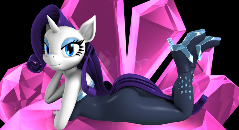 Size: 1980x1080 | Tagged: safe, artist:argos90, derpibooru import, rarity, ponified, anthro, pony, equestria girls, equestria girls series, the other side, 3d, adorasexy, beautiful, bedroom eyes, bodysuit, breasts, butt, clothes, crystal, cute, equestria girls ponified, fabulous, high heels, rearity, sexy, shoes, simple background, socks, stupid sexy rarity, unitard