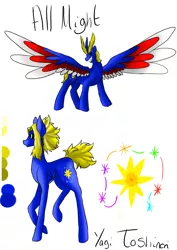 Size: 2893x4092 | Tagged: safe, artist:colourblossom, derpibooru import, ponified, alicorn, earth pony, pony, all might, my hero academia, quirked pony, small might, solo, true form