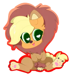 Size: 3191x3393 | Tagged: safe, artist:kittyrosie, derpibooru import, applejack, earth pony, pony, animal costume, applelion, clothes, costume, cute, female, heart eyes, jackabetes, mare, nightmare night, nightmare night costume, paws, simple background, solo, transparent background, underpaw, wingding eyes