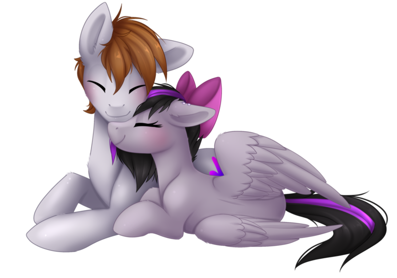 Size: 900x631 | Tagged: safe, artist:scarlet-spectrum, derpibooru import, oc, unofficial characters only, pegasus, pony, female, male, oc x oc, shipping, simple background, smiling, straight, transparent background