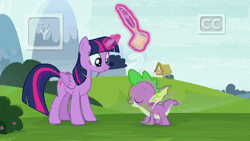 Size: 1280x720 | Tagged: safe, derpibooru import, screencap, spike, twilight sparkle, twilight sparkle (alicorn), alicorn, dragon, pony, father knows beast, animated, bowing, clapping, clapping ponies, cute, eyes closed, female, glowing horn, grin, horn, levitation, magic, male, mare, notepad, open mouth, quill, sitting, smiling, squee, talking, telekinesis, twiabetes, winged spike