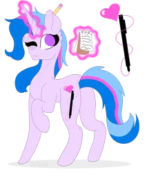 Size: 1024x1202 | Tagged: safe, artist:tomboygirl45, derpibooru import, oc, oc:startale, pony, unicorn, female, magical lesbian spawn, mare, offspring, one eye closed, parent:starlight glimmer, parent:trixie, parents:startrix, simple background, solo, transparent background, wink