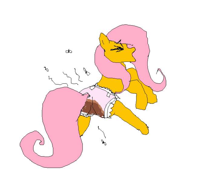 Size: 694x623 | Tagged: source needed, questionable, artist:extrasadandgay, derpibooru import, fluttershy, pony, 1000 hours in ms paint, badly drawn, crappy art, diaper, diaper fetish, downvote bait, female, fetish, low effort, messy diaper, ms paint, not this shit again, poop, poopy diaper, scat, solo, solo female, stylistic suck, why