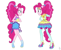Size: 1600x1310 | Tagged: safe, artist:ilaria122, derpibooru import, pinkie pie, equestria girls, equestria girls series, forgotten friendship, rollercoaster of friendship, alternate hairstyle, alternate universe, boots, bow, bracelet, clothes, dress, duality, element of laughter, evening gloves, geode of sugar bombs, gloves, guardian, guardians of harmony, high heel boots, high heels, jewelry, long gloves, magical geodes, ponied up, shoes, simple background, socks, super ponied up, tiara, toy, transparent background