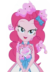 Size: 1536x2048 | Tagged: safe, artist:loneboy48, derpibooru import, edit, edited screencap, editor:lonely fanboy48, screencap, pinkie pie, equestria girls, equestria girls series, the craft of cookies, spoiler:eqg series (season 2), apron, background removed, bedroom eyes, cake, clothes, dress, female, food, frosting, image, lidded eyes, looking at you, not a vector, out of context, png, simple background, smiling, solo, transparent background