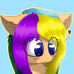 Size: 1500x1500 | Tagged: safe, artist:ppptly, derpibooru import, oc, oc:program mouse, unofficial characters only, pony, anime eyes, avatar, blushing, cute, ear fluff, female, heart, outline, simple background, solo