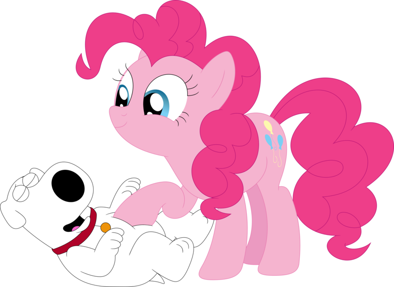 Size: 3580x2609 | Tagged: artist:porygon2z, brian griffin, crossover, derpibooru import, dog, family guy, pinkie pie, safe, simple background, transparent background