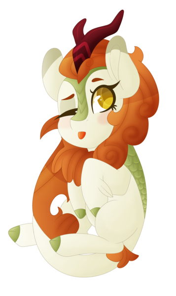 Size: 2918x4904 | Tagged: safe, artist:smolghostpone, derpibooru import, autumn blaze, kirin, sounds of silence, :p, awwtumn blaze, blushing, cute, female, mlem, silly, simple background, solo, tongue out, transparent background