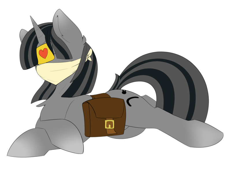 Size: 3012x2224 | Tagged: safe, artist:beardie, derpibooru import, oc, oc:sticky note, unofficial characters only, pony, unicorn, bag, cloth gag, commission, gag, heart, saddle bag, simple background, solo, transparent background