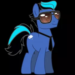 Size: 1144x1144 | Tagged: safe, artist:kobato98, derpibooru import, oc, oc:mr.gumball, unofficial characters only, earth pony, pony, black background, male, necktie, simple background, smiling, solo, stallion, sunglasses, vector