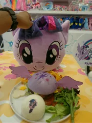 Size: 3456x4608 | Tagged: alicorn, burger, cafe, derpibooru import, fluttershy, food, kumoya, merchandise, my little pony logo, official, pillow, pinkie pie, plushie, rainbow dash, restaurant, safe, singapore, twilight sparkle, twilight sparkle (alicorn)