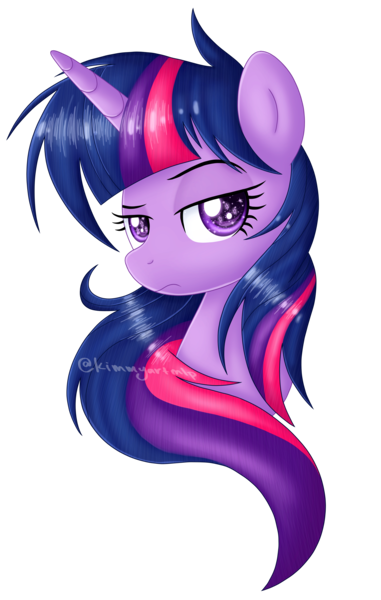 Size: 3326x5237 | Tagged: safe, artist:kimmyartmlp, derpibooru import, twilight sparkle, pony, bust, eazy-e, female, mare, simple background, solo, starry eyes, transparent background, wingding eyes