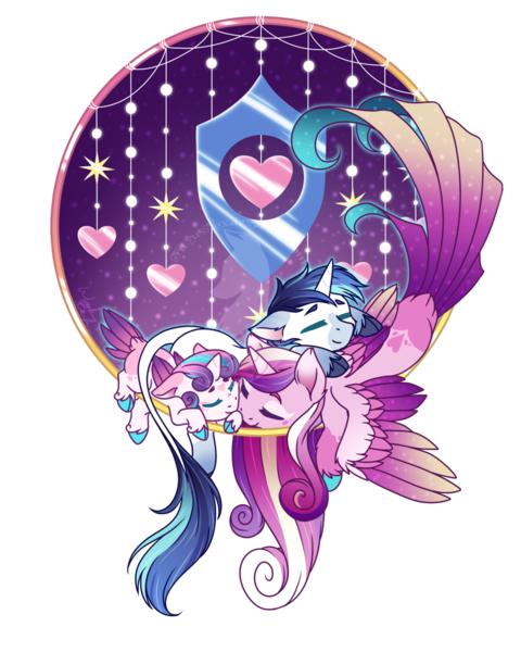 Size: 912x1140 | Tagged: safe, artist:fuyusfox, derpibooru import, princess cadance, princess flurry heart, shining armor, alicorn, classical unicorn, pony, unicorn, baby, baby pony, cloven hooves, colored hooves, colored wings, cuddle puddle, cuddling, cute, cutedance, eyes closed, family, female, filly, flurrybetes, foal, leonine tail, male, mare, pony pile, shining adorable, shiningcadance, shipping, simple background, sleeping, smiling, stallion, starry wings, straight, tail feathers, transparent background, trio, unshorn fetlocks, watermark, wings