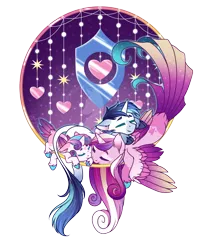 Size: 912x1140 | Tagged: safe, artist:fuyusfox, derpibooru import, princess cadance, princess flurry heart, shining armor, alicorn, classical unicorn, pony, unicorn, baby, baby pony, cloven hooves, colored hooves, colored wings, cuddle puddle, cuddling, cute, cutedance, eyes closed, family, female, filly, flurrybetes, foal, leonine tail, male, mare, pony pile, shining adorable, shiningcadance, shipping, simple background, sleeping, smiling, stallion, starry wings, straight, tail feathers, transparent background, trio, unshorn fetlocks, watermark, wings