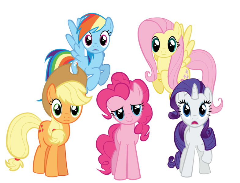 Size: 11514x8797 | Tagged: safe, artist:mrkat7214, derpibooru import, applejack, fluttershy, pinkie pie, rainbow dash, rarity, pony, friendship is magic, absurd resolution, looking at you, simple background, transparent background, varying degrees of want, vector