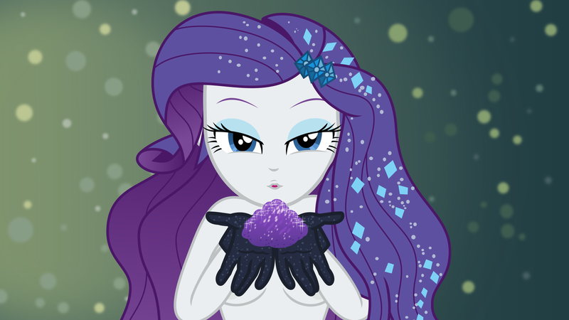 Size: 2000x1125 | Tagged: suggestive, artist:phucknuckl, derpibooru import, rarity, equestria girls, equestria girls series, the other side, beautiful, bedroom eyes, blowing, breasts, clothes, eyeshadow, female, glitter, gloves, lidded eyes, makeup, nudity, partial nudity, sexy, solo, solo female, strategically covered, stupid sexy rarity, topless, vector