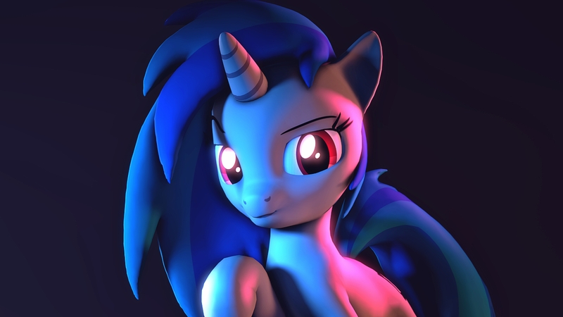 Size: 3840x2160 | Tagged: safe, artist:flushthebatsanta, derpibooru import, vinyl scratch, pony, unicorn, 3d, female, looking at you, mare, raised hoof, smiling, solo, source filmmaker